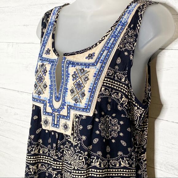 L'AFFAIRE boho embellished embroidered navy tank size small - Picture 3 of 7